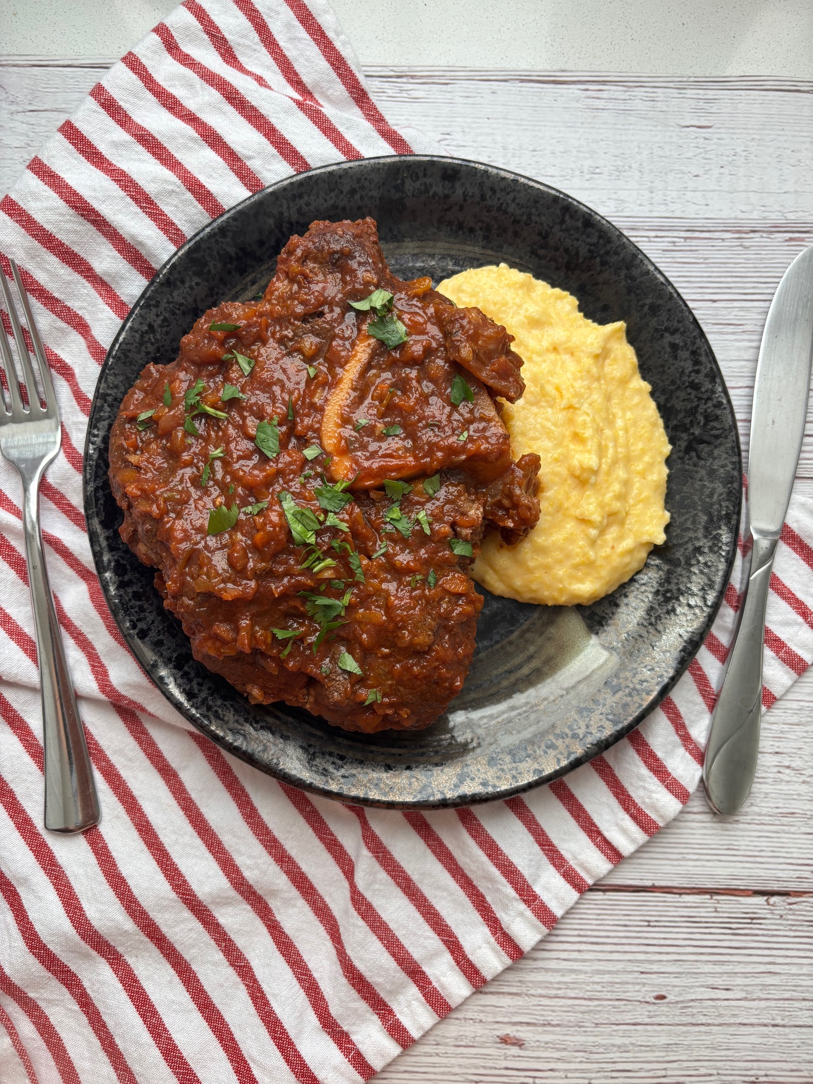 Braised Osso Bucco with Creamy Polenta